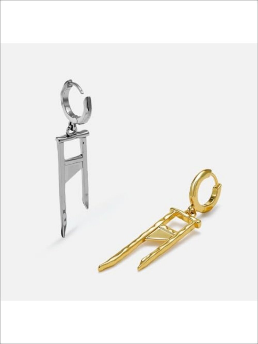 Gothic Dangle Earrings 18G Spiked Hoop Drop 925 Sterling Silver Post 18K Gold - Picture 4 of 6